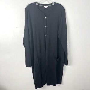 J. Jill Wool Blend Black Button-Up Long Cardigan